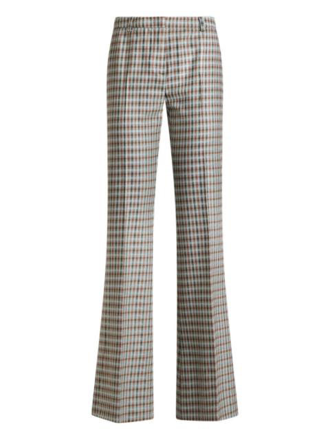 gingham flared trousers