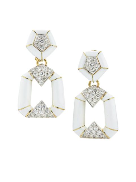 White Pentagon Bamboo Earrings