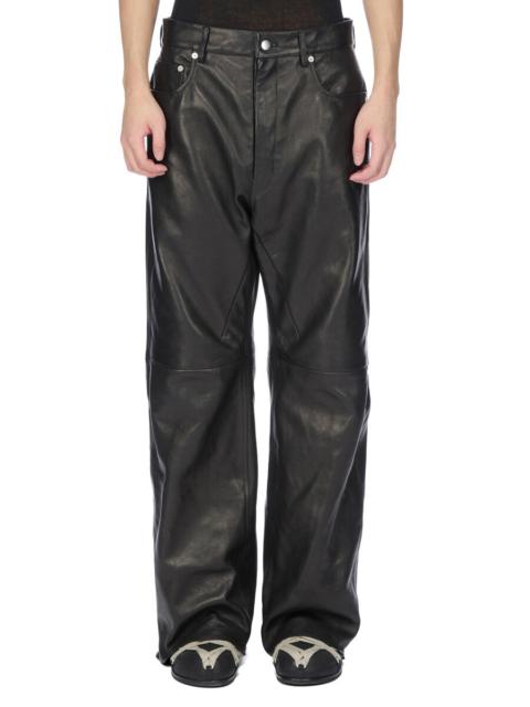 Geth Wide-Leg Panelled Leather Trousers Black