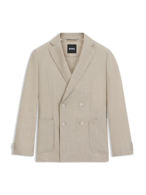 DOUBLE-BREASTED BLAZER IN MICRO-PATTERNED WOOL