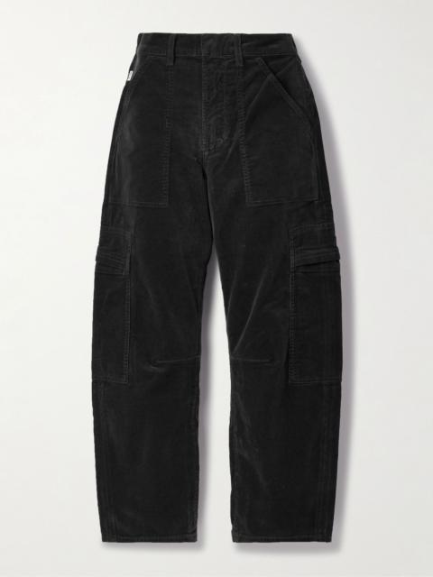 Marcelle cotton-blend corduroy wide-leg cargo pants Charcoal