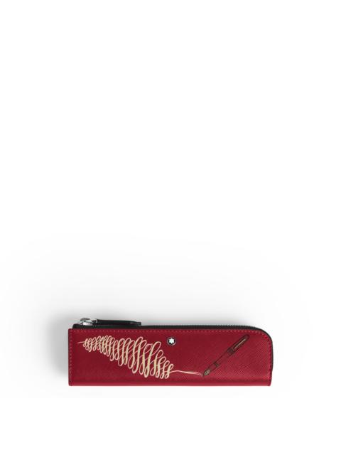 1-PEN POUCH WITH ZIP YEAR OF THE HORSE IN SARTORIAL LEATHER