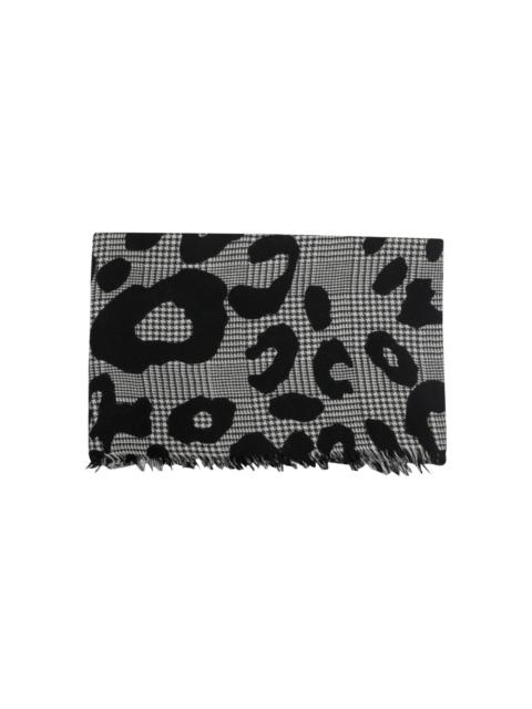 animal-print fringed scarf