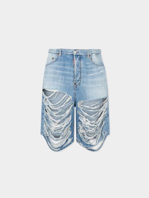 LIGHT DESTROYED WASH SURFER SHORTS