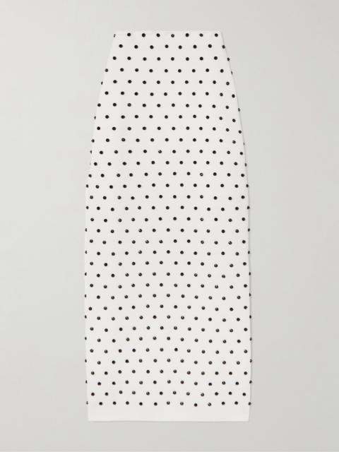 Crystal-embellished Knitted Midi Skirt