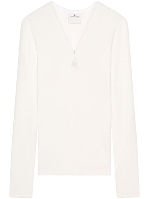 90's zip-neck T-shirt