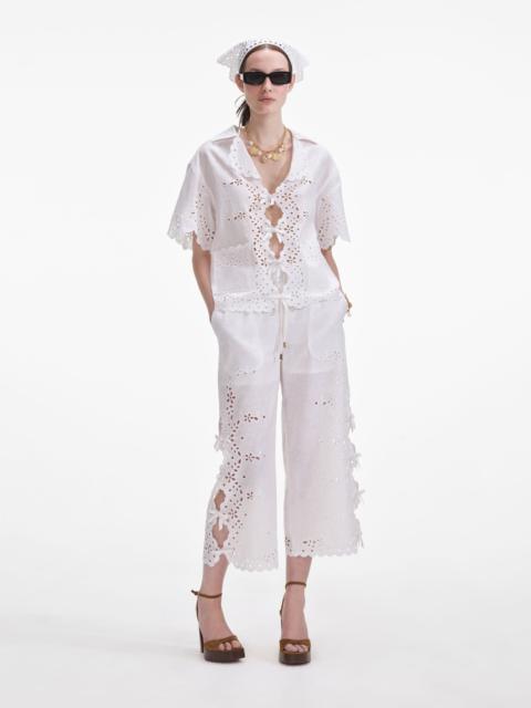 Cream Linen Embroidered Shirt