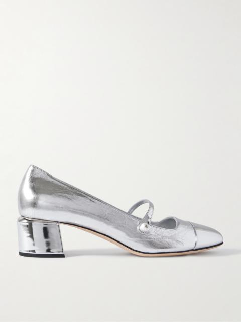 Elisa 45 Embellished Metallic Leather Mary Jane Pumps