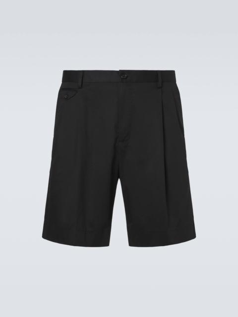 Pleated cotton-blend Bermuda shorts