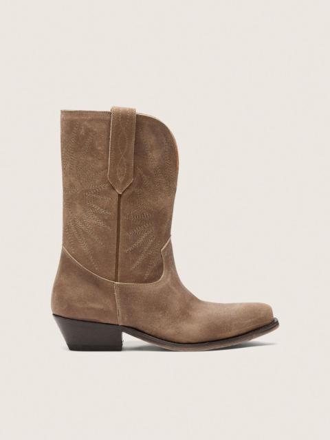 Women's low Wish Star boots in gray suede with star embroidery