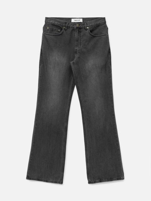 FLARED-LEG DISTRESSED DENIM JEANS