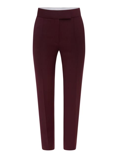 Cropped Wool Straight-Leg Pants burgundy