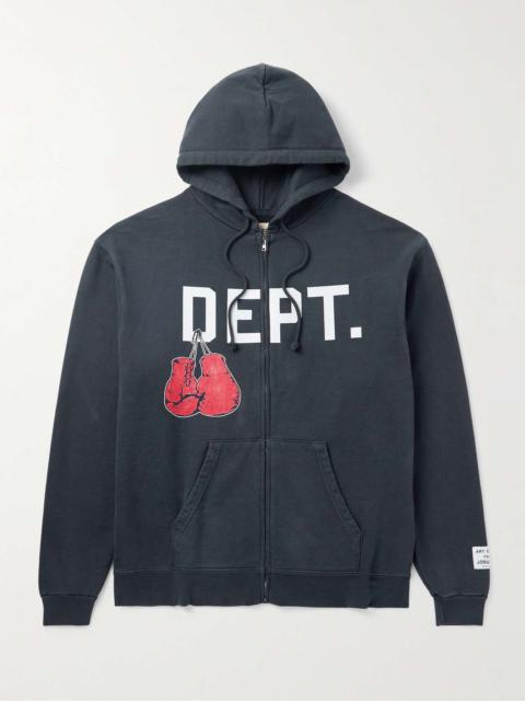 Appliquéd Logo-Print Cotton-Jersey Zip-Up Hoodie
