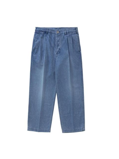 PLEATED WIDE CHINO W LT.INDIGO