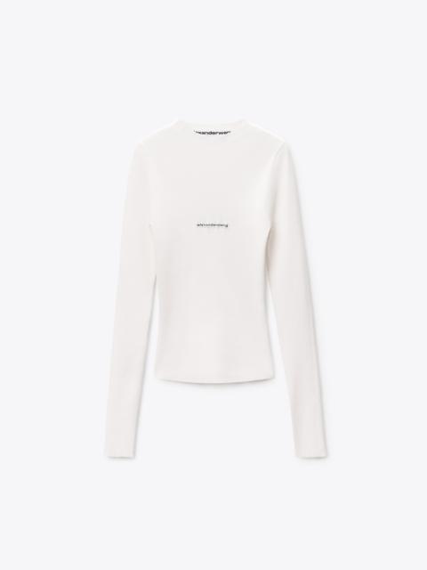Jacquard Logo Long Sleeve Crewneck
