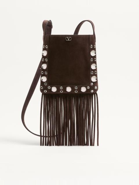 VALENTINO GARAVANI NELLCÔTE SMALL SHOULDER BAG IN SUEDE WITH FRINGES