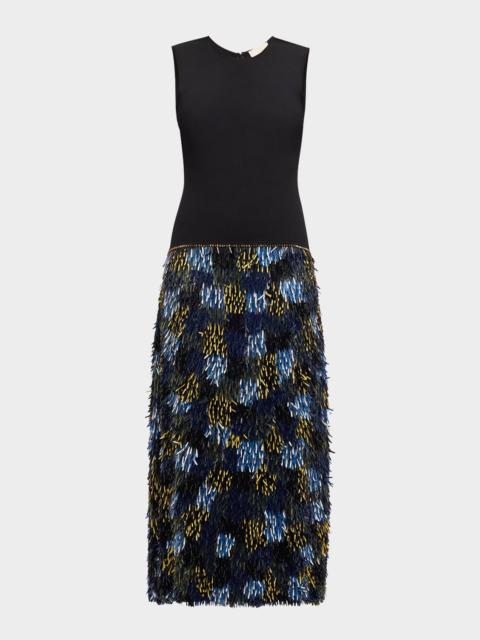 Simone Sleeveless Fringe Midi Dress