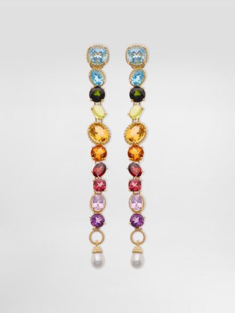 Rainbow Earrings 18-carat yellow gold and multicolored gems
