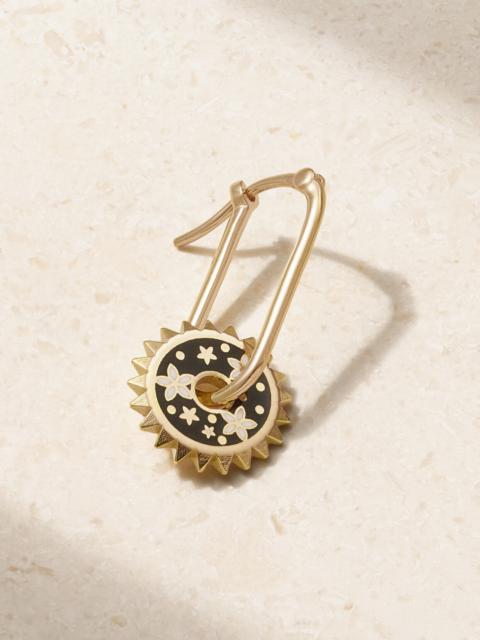 Small Blossom 18-karat Gold And Enamel Single Earring