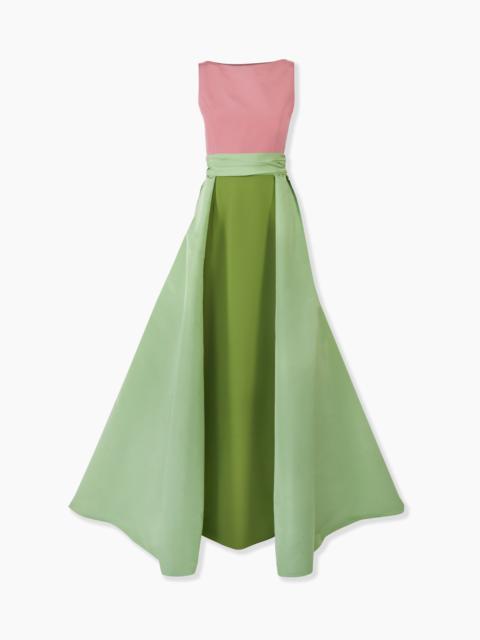 Color-Blocked Column Gown with Overskirt