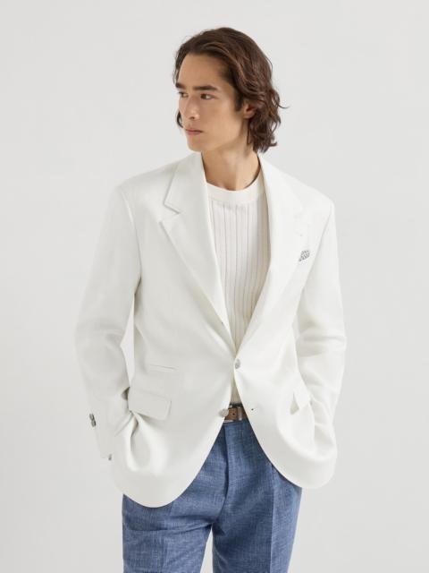 Linen, virgin wool and mohair gabardine Tailor blazer with metal buttons