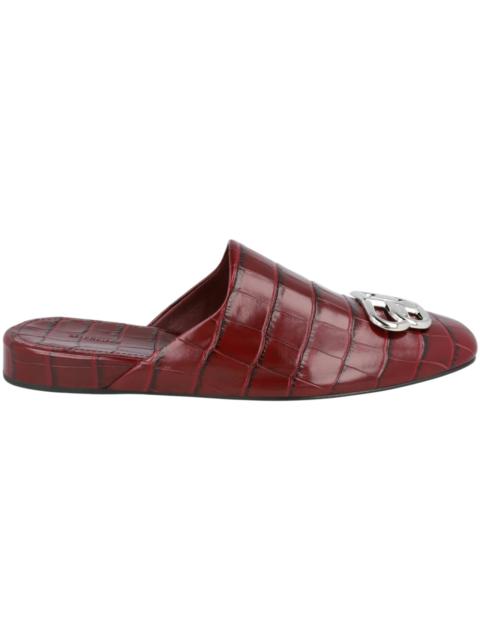 Balenciaga Croc Embossed Leather Cosy BB Mule Dark Red (Women's)