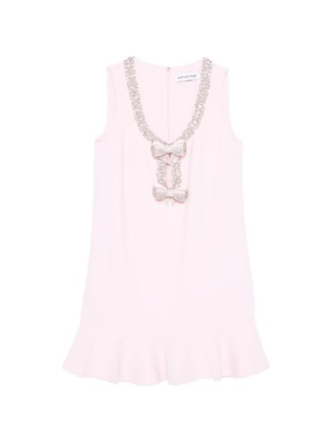 ruffled bow crepe mini dress