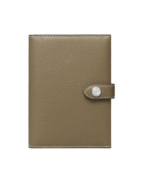 button leather passport case