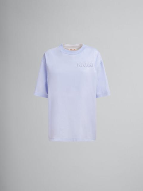 BLUE ORGANIC COTTON BOXY T-SHIRT WITH PADDED LOGO