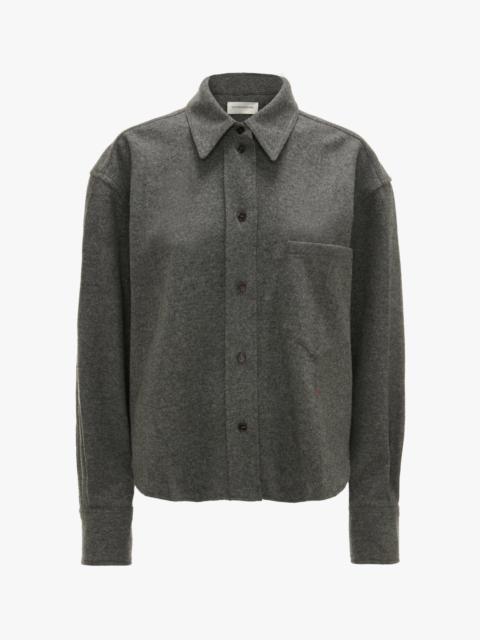 Cropped Long Sleeve Shirt In Grey Melange
