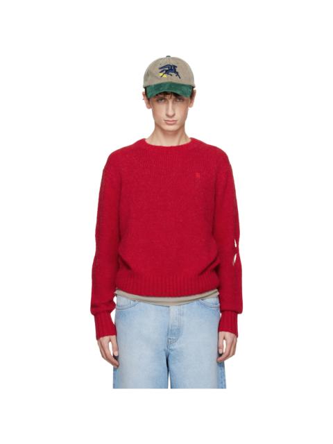 Red Slashed Shaggy Sweater