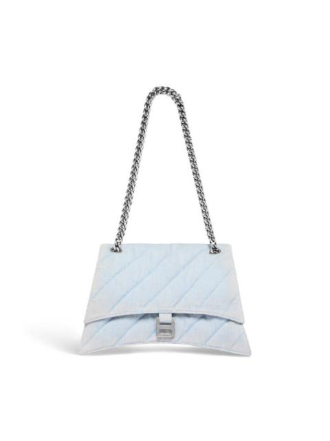 Women's Crush Medium Chain Bag Quilted Denim in Light Blue
