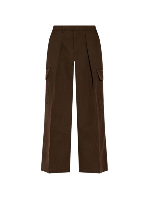 pleat-detail wool cargo trousers