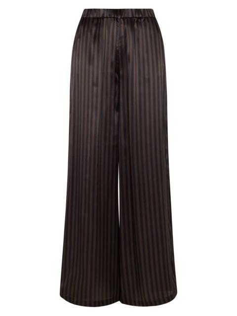 AMERICANO STRIPE SILK WIDE LEG PANTS