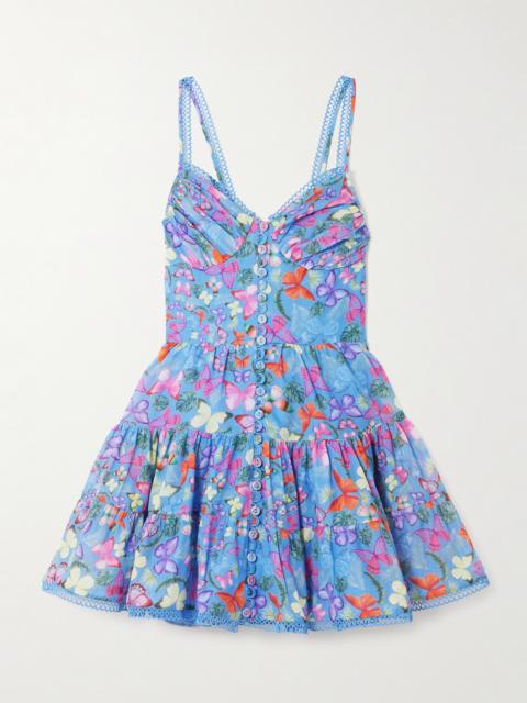 Angy Tiered Printed Cotton-blend Mini Dress