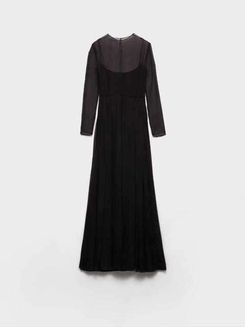 Long silk chiffon dress