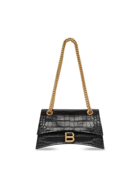 Women's Crush Small Chain Bag Crocodile Embossed  in Black