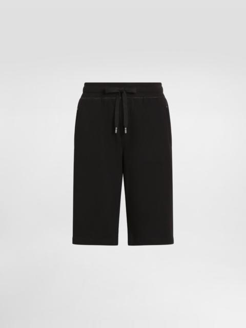 Jersey jogging shorts with logo tag