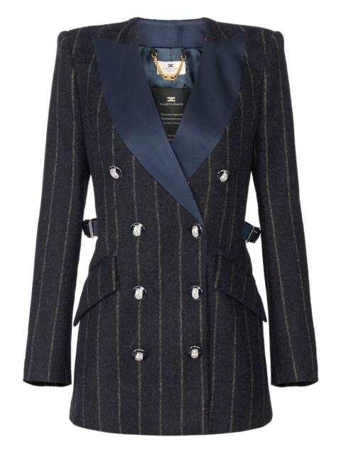 pinstripe satin-lapel blazer