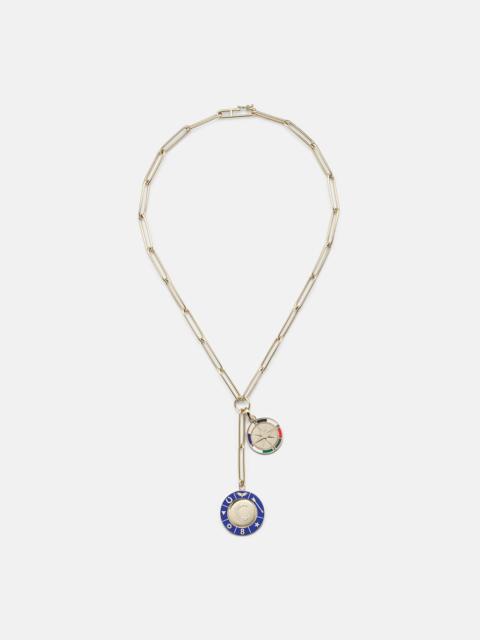 Crescent & Internal Compass 18kt gold necklace with diamonds