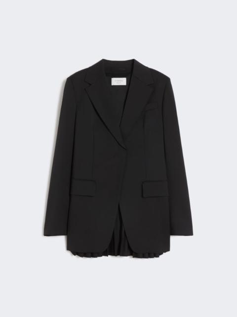 Tailored wool blazer with pleated back - black