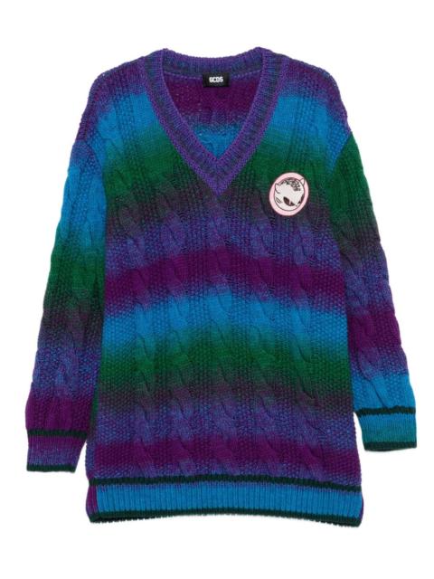 cable-knit V-neck sweater