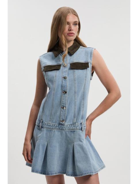 Denim and Cord Mix Mini Dress