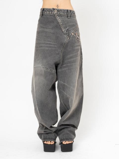 GREY DOUBLET DISTORTED CUTTING DENIM PANTS