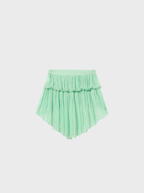 ASYMMETRICAL PLEATED GEORGETTE SKIRT WITH RUFFLE