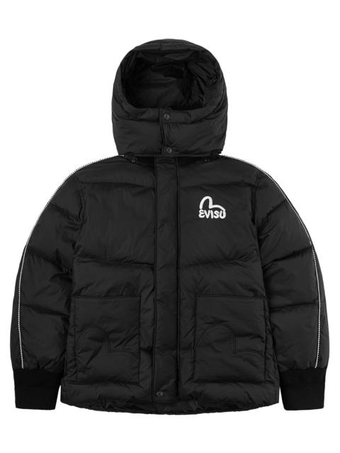 Seagull and Logo Embroidery Fashion Fit Down Jacket with Detachable Hood