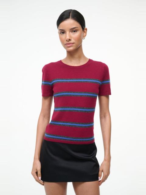 STAUD EASY CASHMERE TEE CRIMSON STRIPE