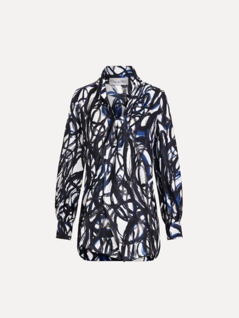 ABSTRACT SKETCH SILK TWILL BLOUSE