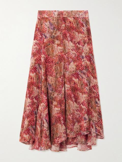 Hortensia Asymmetric Snake-print Silk-blend Devoré-velvet Skirt