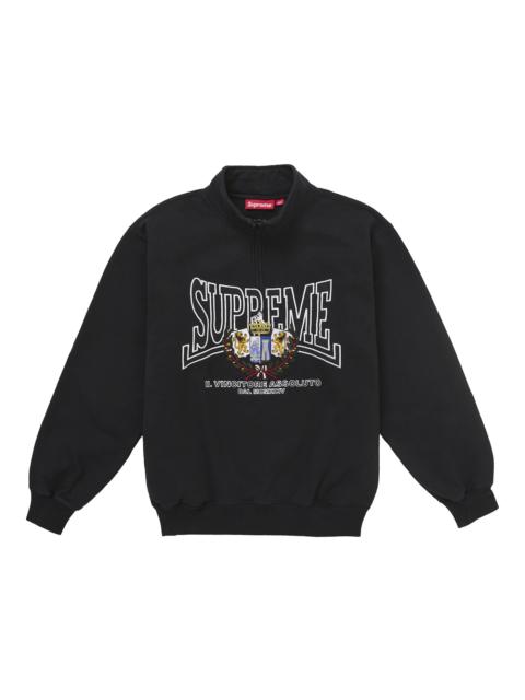Supreme Crest Applique Half Zip Pullover Black